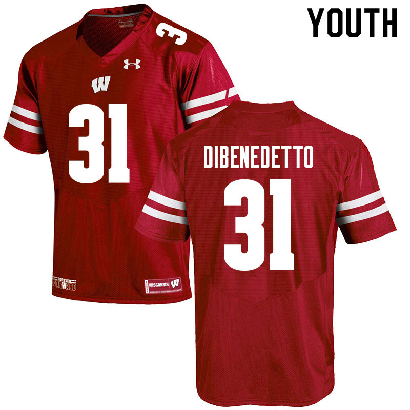 Youth #31 Jordan DiBenedetto Wisconsin Badgers College Football Jerseys Sale-Red